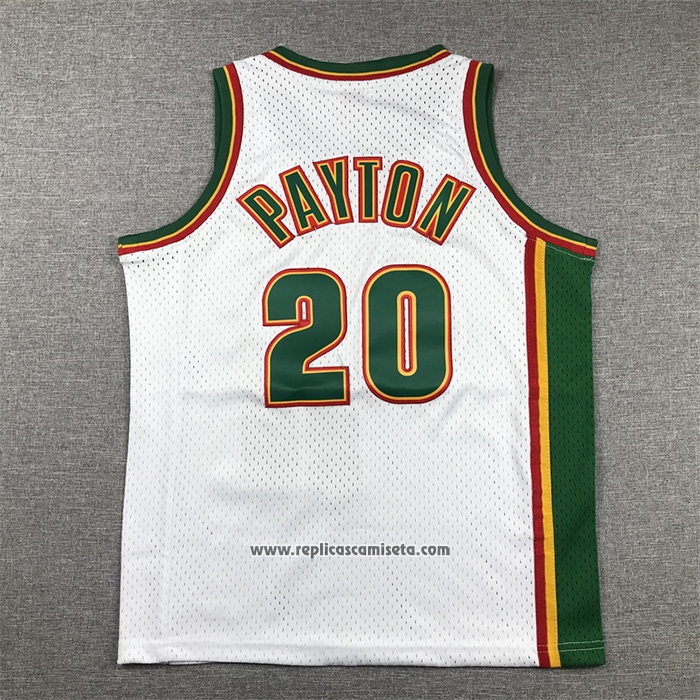 Camiseta Nino Seattle SuperSonics Gary Payton #20 Historic Retro Blanco